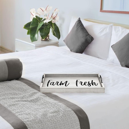 All The Rages Elegant Designs Decorative Wood Serving Tray w/ Handlesw/No 44, 15.50in. x 12in.w/No 44, Farm Fresh HG2000-GFF